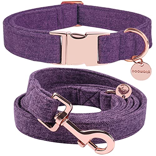 DOGWONG Hundehalsband Violett, Hundehalsbänder und Leine aus Violett hundehalsband, Bequeme verstellbares Hundehalsband für kleine mittelgroße Hunde von DOGWONG