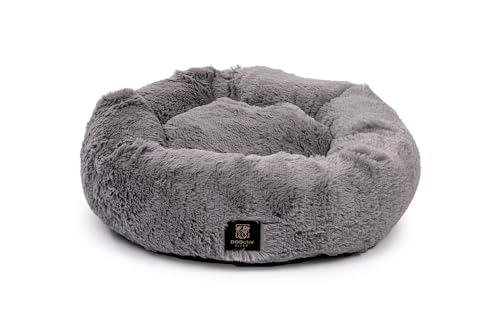 DOGctor Sleep Shaggy Rund Haustierbett für kleine und mittlgroße Hunde und Katzen 55cm Grau von DOGctor Sleep