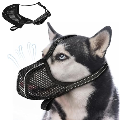 DOINEUFL Maulkorb Mittlere Hunde, Maulkorb Kleine Hunde, Reflektierend Mesh Maulkorb für Große Hunde Schäferhund Labrador, Maulkorb Giftköderschutz Hund, Maulkörbe für Hunde mit Verstellbarer (XL) von DOINEUFL