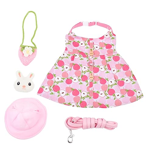 DOITOOL 1 Satz Hasenkleidung Hasenmütze Leine Haustier Guinea Kleidung Hund Kleider Zugseil für Kleintiere tägliche Kaninchenkleidung gewidmet schmücken Hasen-Outfit Gürtel Baumwolle Rosa von DOITOOL