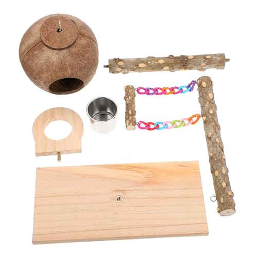 DOITOOL 1 Satz Papageienständer Bird Tabletop-trainingsständer Spielplatz Für Vogelgymnastik Vogel Spielzeug Vogel, Der Spielzeug Spielt Vogelkäfigschaukel Hölzern Pfeffer Holz Kokosnest von DOITOOL