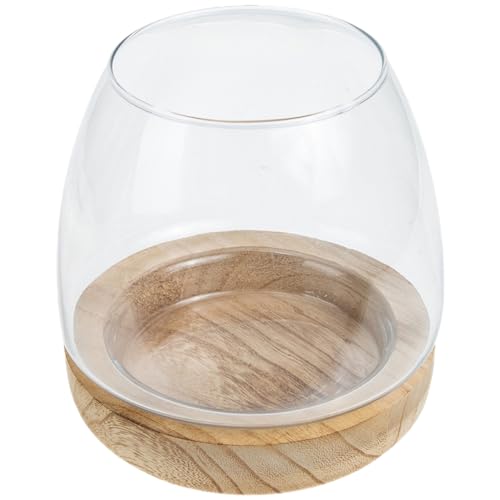 DOITOOL 1 Satz Transparentes Glas-Aquarium Tischblumenvase Terrarienschale Fischbecken Mit Ständer Vermehrungsstation Für Pflanzen Hydrokulturvase Glas Hölzern Terrarium Wasserpflanzen von DOITOOL