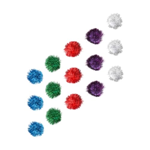 DOITOOL 15st Glitzerkugeln Die Blitzspielzeuge Glitzer Pompons Flauschige Katzenbälle Katzenspielzeugbälle Glitzer-pom-pom-Kugeln Lametta-pom-pom-Kugeln Lustige Katze Kaschmir Hundefutter von DOITOOL