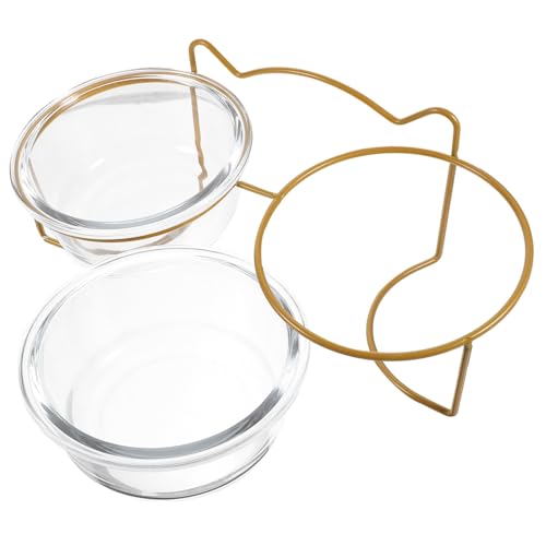 DOITOOL 1Stk Katzennapf aus Glas Haustier Katzennäpfe erhöhter Futternapf Hund glasschale Katze Glasschale PET-Glasschale Hundenapf pet hohe schüssel hohe Füße Glaskugel hohe Schale Eisen von DOITOOL