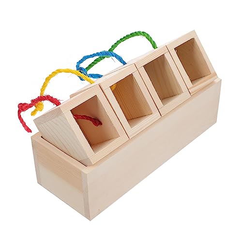 DOITOOL 1Stk Papagei Spielzeug Nahrungssuche Feeder Papageienfutter Spielzeuge Spielset aus Holz quadratisches Haustierspielzeug Papagei verwenden Feeder intelligent Vögel Lieferungen von DOITOOL