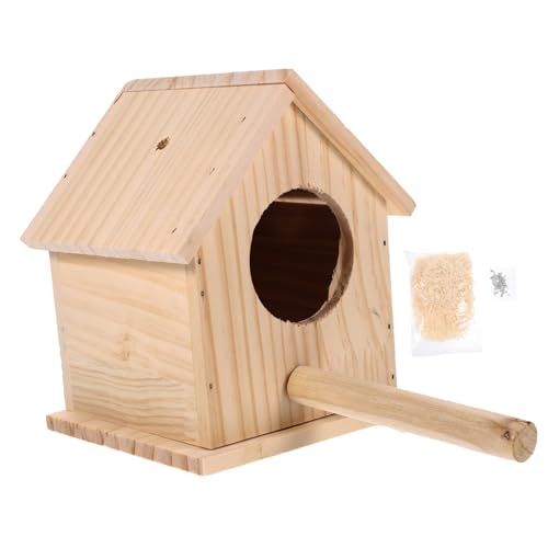 DOITOOL 1pc Holz Zucht Box Für Vögel Sittich Nest Nistmaterial Wellensittich Nest Käfig Hause Outdoor Decor Beige von DOITOOL