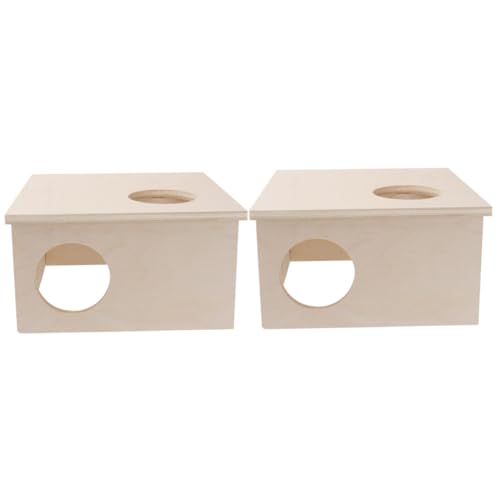 DOITOOL 2St Hamsterhütte Zwerghamsterkäfig aus Holz Hamsterversteck Kleintier Hamster Spielzeug Spielzeuge Haustier Heimtierbedarf Hamsternest Goldener Bär Holzhaus Hamsterhaus hölzern von DOITOOL