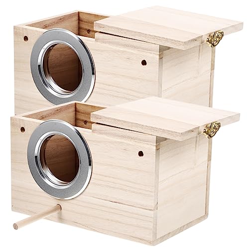 DOITOOL 2St Vogelnest Vogelbadständer Dekoration Wohnkultur Vogelkäfig Ornament hängendes Vogelhaus Vogelzubehör hölzern Dekorationen Liebesbox Nistkasten schmücken von DOITOOL