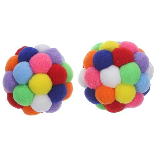 DOITOOL Katzen Ball 2st Katzenball Ballspielzeug Für Katzen Katzenübungsspielzeug Interaktives Katzenspielzeug Spielzeug Für Kätzchen Mit Pelzigen Bällen Plüsch Lustige Katze Anti-biss-katze Polyester von DOITOOL