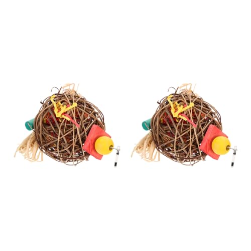 DOITOOL Kauspielzeug für Papageien 2er-Set Rattan Hängespielzeug Vogel-papagei Schaukelspielzeug Vogel-kauspielzeug Papageien-beißspielzeug von DOITOOL