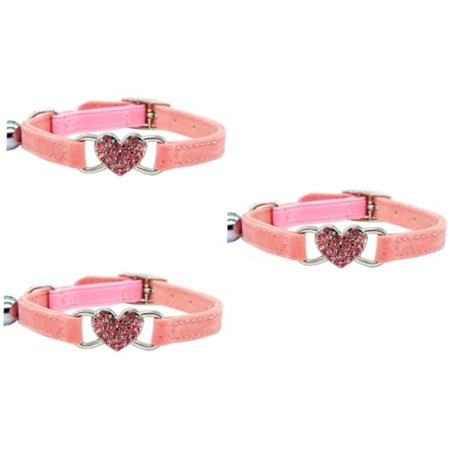 DOITOOL 3 STK Für Verstellbares Katzenhalsband Kätzchenhalsbänder Klein Katzenhalsband Abbrechen Strass Kätzchenhalsband Zubehör Welpenhalsband Strasssteine Herz von DOITOOL