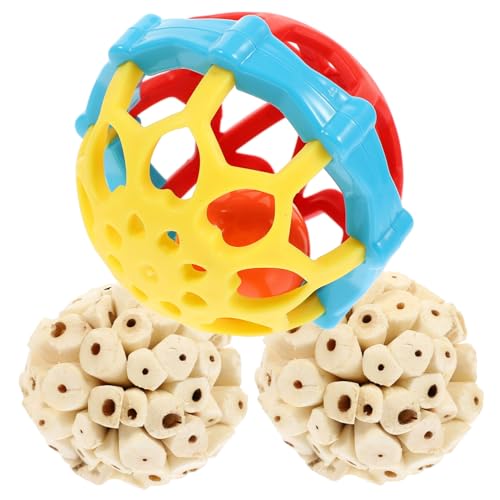 DOITOOL Puzzle-Spielzeug 3 STK Vogel Spielzeugball Kauspielzeug Für Sittiche Wellensittich Spielzeug Ball Schleifen Von Schnabelkugeln Vogel Kralle Spielzeug Papagei Snack Anlage von DOITOOL