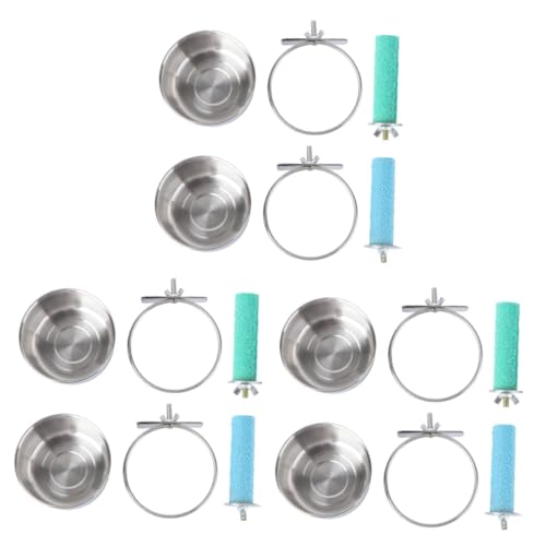 DOITOOL 3 Sätze 4st 4-teiliges Vogelkäfig Gerät Spielzeug Vögel Rostfreier Stahl Holz von DOITOOL