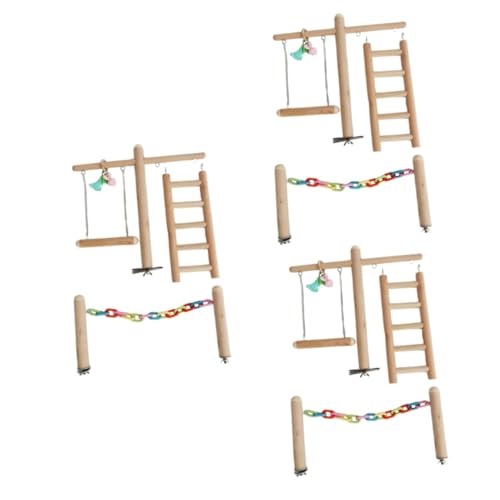 DOITOOL 3 Sets Papageien-Spielzeug-Set Holzschaukel Reiß- Und Kauspielzeug Papageien-Spielplatz Vogelaktivität Sicher Für Vögel von DOITOOL