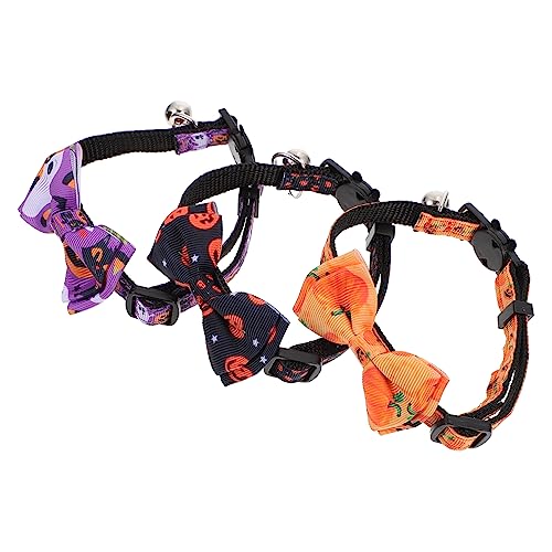 DOITOOL 3St Haustierhalsband Kürbiskragen Halloween-Welpenhalsband Anti-verlorene Katzenglockendekoration Halloween-Kostüm für Haustiere glockenförmig Haustierzubehör Seil von DOITOOL