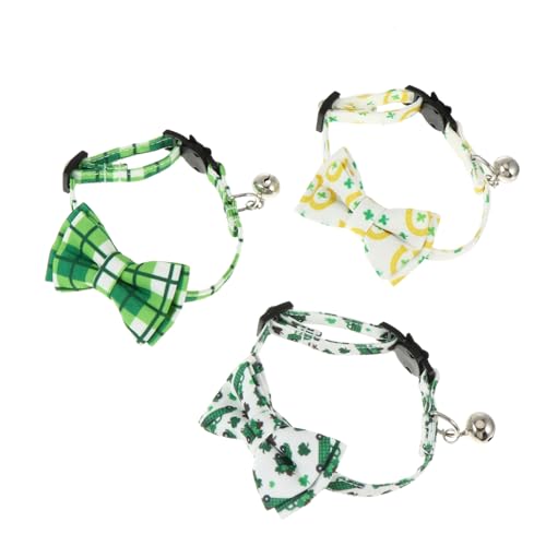 DOITOOL 3 Stücke St. Patricks Day Fliege Katzenhalsband Verstellbares Haustierhalsband für Katzenfestival von DOITOOL