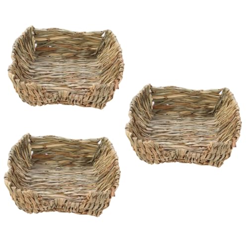 DOITOOL 3St haustierbett pet Bed Kleintierbett feenerdebeeren Kaninchenbett haustierfeldbett Kleintierstreu Kleintierzubehör Haustierzubehör Hamsternest Meerschweinchen Grasnest Hölzern von DOITOOL