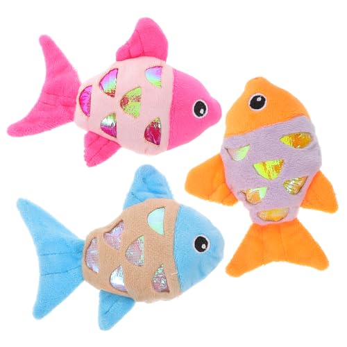 DOITOOL 3st Sound Hundespielzeug Aus Papier Pet Play Fisch Hund Katze Geräuschspielzeug Plüschtier Fisch Kätzchen Kaut Fischspielzeug Katze Katzenminze Spielzeug Singen Spielzeugkatze von DOITOOL