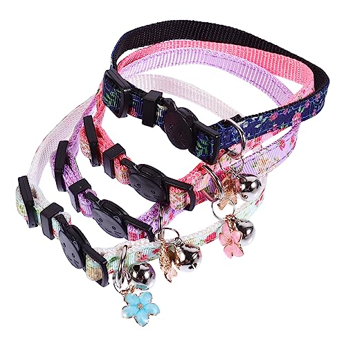 DOITOOL 4 Stück Katzenhalsband Halsketten Latzkragen für Katzen geblümtes Haustierhalsband Kätzchenhalsband eine Halskette Haustier Halskette Haustierkette klein geblümt Kettenblatt Nylon von DOITOOL