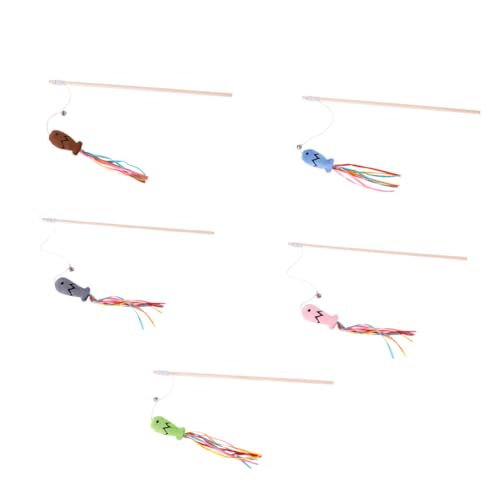 DOITOOL 5st Ribbon Fish Cat Teaser-Stick Katze Fisch Spielzeug Kauspielzeug Für Katzen Kätzchen Teaser Spielzeug Haustier-Teaser-Spielzeug Kätzchen Plüsch Haustierzubehör Minze Holz von DOITOOL