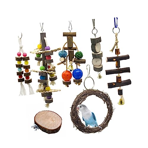 DOITOOL 7stücke Teiliges Holzspielzeug Für Papageien Schaukelsystem Und Kletterspielzeug Für Wellensittiche Und Andere Kleine Vögel Fördert Und Spielspaß DOITOOL 7stücke Teiliges Holzspielzeug Für Papageien Schaukelsystem Und Kletterspielzeug Für Wellensittiche Und Andere Kleine Vögel Fördert Und Spielspaß von DOITOOL