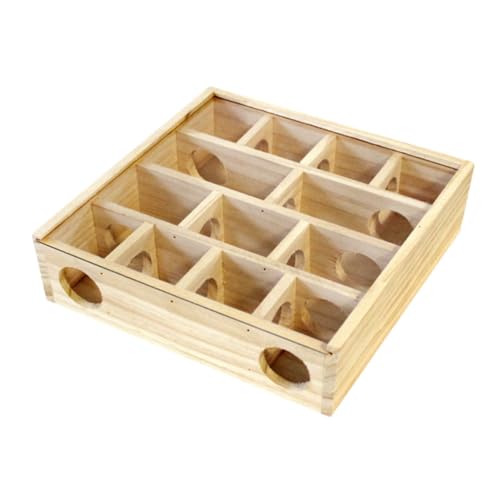 DOITOOL Hamster-Spielzeug Labyrinth-Tunnelspielzeug aus Holz Holzspielzeug hölzernes Labyrinth Spielzeuge Haustierzubehör Mauslabyrinth aus Holz Netz Chinchilla Wippe von DOITOOL