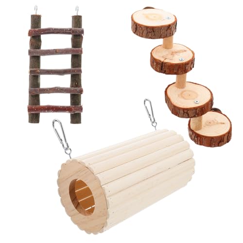 DOITOOL Your Pet's Playtime 3-teiliges Set Hamster-versteck Röhre Aus Holz Leitertunnel Spielzeug für Kleintiere von DOITOOL