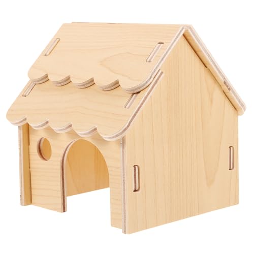 DOITOOL Spielzeug Hamsterversteck dekoratives Hamsternest Haustierversteck Mini-Tierhaus Spielzeuge Hamsterhaus entzückendes Rattenhaus hölzern Kleines Eichhörnchen Ornamente Holzhaus von DOITOOL