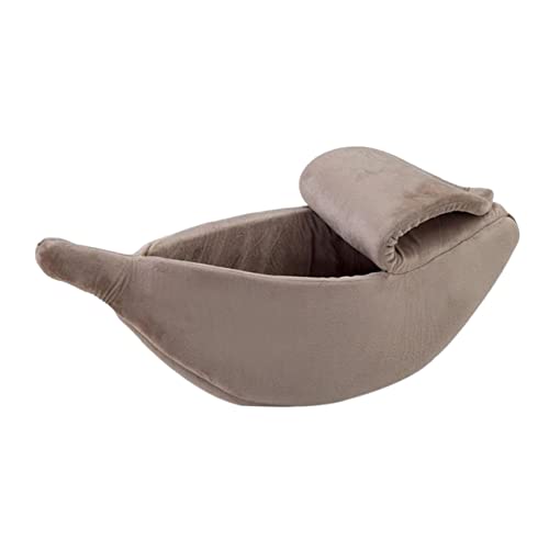 DOITOOL Isoliertes Haustierbett Warme Matte Für Katzen Hunde Welpen Couch Auto Reisen Bananenform Khaki von DOITOOL