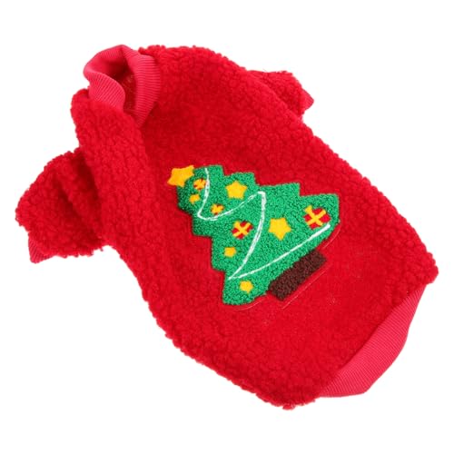 DOITOOL Welpe Haustier Weihnachtskleid Hundepullover Weste Weihnachten Hund Winterkleidung Weihnachtshemd Weihnachts-hundepullover Lustiges Winddicht Rot Vlies Katzen Und Hunde von DOITOOL