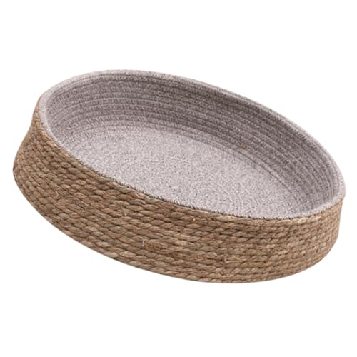 DOITOOL Haustierbett aus Rattan Katzenbett Hundebett geflochtene Grasmatte Haustier gewebte Grasmatte Haustiernestkissen Schlafbett für Katzen gemütlich Katzenhaus Schlafprodukte Weide von DOITOOL