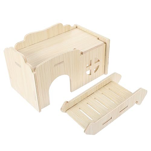 DOITOOL Holzhaus kleine Villa für Ratte Hamsterhaus Holz Kaninchenspielzeug Hasenspielzeug Spielzeugkäfig aus Holz Mini-Rattenkäfig-Spielzeug Chinchilla Tier von DOITOOL