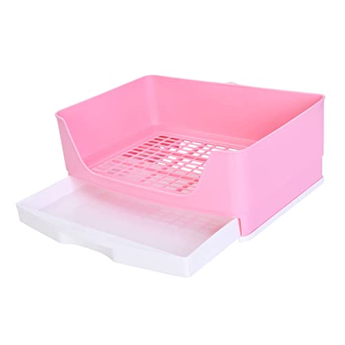 DOITOOL Kaninchentoilette Haustier-trainingstöpfchen Frettchen Töpfchen Kunststoffpalette Kleintierkäfig Toilette Hamstertoilette Hundetoiletten Schublade Plastik Sandbecken Rosa von DOITOOL