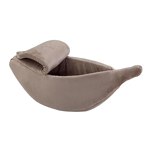 DOITOOL Warmes Haustiernest Bett für Katzen und Warme Matte Katzenhausbett Bananenform Bequem Khaki S von DOITOOL