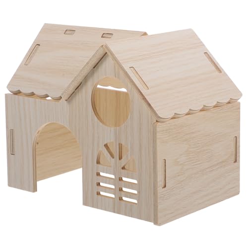 DOITOOL Höhlenversteck Käfigspielzeug für Hamster Hamsterhäuser und Verstecke Aus Holz Lustiges Spielhaus Versteck Nest von DOITOOL