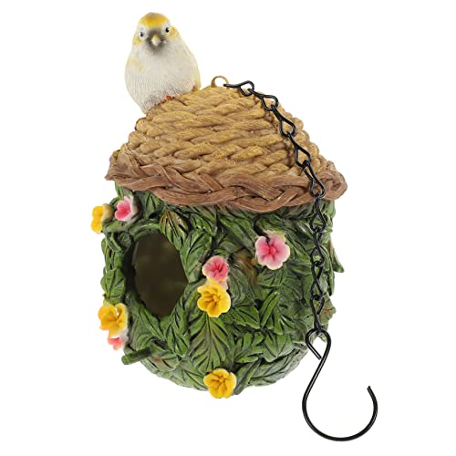 DOITOOL Outdoor-vogelhaus-Ornament Feengarten Vogelhaus Kolibri- Im Freien Papageienversteckhütte Vogel Hängender Barsch Vogelhäuschen Für Draußen Brutnest Harz Kunsthandwerk Draussen von DOITOOL