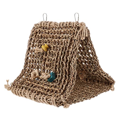 DOITOOL Rattan-Vogel-hängematte Hamster Hängen Käfig Plüschtier Guinea Schlafsack Bett Chinchilla Käfig Vogel Schlaf Hängenden Schaukel Nymphensittich Käfig Hängen Hamsterhaus Seetang von DOITOOL