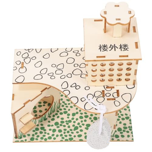 DOITOOL Villa Mit Hamster-klettergerüst Hasenhaus Holz Hasenburg Hamsterhaus Für Käfig Chinchilla-spielhaus Natürliches Hamsterhaus Käfig Ecke Versteck Hasenversteck Holzhaus Hamsterkäfig von DOITOOL