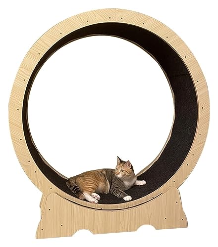 Katzenlaufrad, Laufrad Für Katzen, Leises Laufrad for Katzen mit Holzmaserung, Laufrad for Katzen for große Erwachsene Katzen/Kätzchen(100cm/39.4") von DOKERS