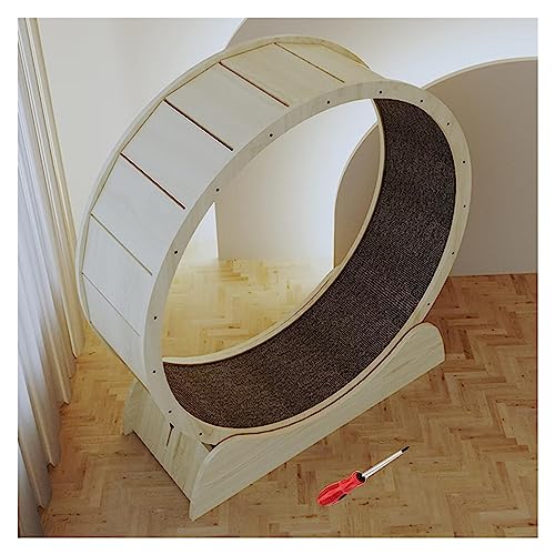 Laufrad Für Katzen, Katzenlaufrad, Laufrad for Katzen aus Holz, Katzenspielzeug im Hamsterrad-Stil mit Zubehör, geräuschloses Katzenriesenrad(100cm/39.4") von DOKERS