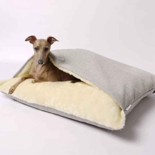 DOKLY Großer Hundebett Maschinenwaschbares Rund Katzenbett Hundekissen Heimtierbedarf, Hundekissen, großes Haus, weiches Sofa,Beige-L-75X60X23CM von DOKLY