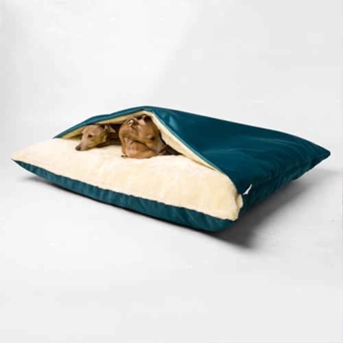 DOKLY Großer Hundebett Maschinenwaschbares Rund Katzenbett Hundekissen Heimtierbedarf, Hundekissen, großes Haus, weiches Sofa,Peacock blue-M-65X50X23CM von DOKLY