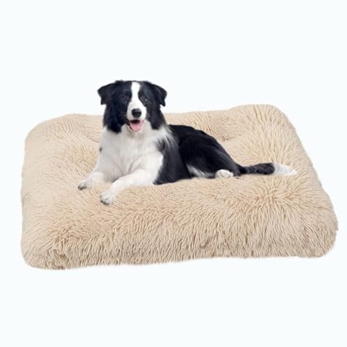 DOKLY Haustierbett Superweich,XXL, Kissen für Hunde, XL, Sofa, groß, mittel,Anti-Stress, Hundebett, flauschig, maschinenwaschbar,Beige-109x72cm von DOKLY