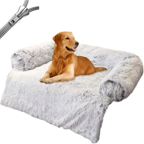 DOKLY Hunde und Katzen Hundebett, Anti-Stress-Hundekissen, Flauschiger Hundesofaschutz, abnehmbares Hundekissen – waschbarer Hundekorb – Hundesofabezug – (Größe: 62 x 62 x 15 cm, Farbe: Dunkelgrau) von DOKLY