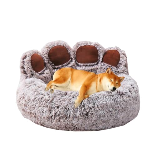 DOKLY Hundebett Hundekorb, weiche runde Betten für Katzen und Hunde, Korb für mittelgroße Hunde, orthopädischer Anti-Stress-Hundekorb,Marron-a-110cm von DOKLY