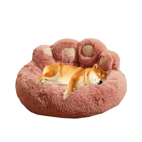 DOKLY Hundebett Hundekorb, weiche runde Betten für Katzen und Hunde, Korb für mittelgroße Hunde, orthopädischer Anti-Stress-Hundekorb,Rose-110cm von DOKLY