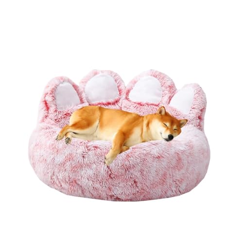 DOKLY Hundebett Hundekorb, weiche runde Betten für Katzen und Hunde, Korb für mittelgroße Hunde, orthopädischer Anti-Stress-Hundekorb,Rose-a-110cm von DOKLY