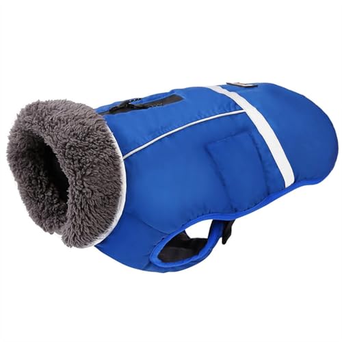 DOKLY Hundemantel,wasserdichte Reflektierende Hunde Gepolsterte Jacken for mittlere große Hunde warm Dicker Fleece-PET-Mantel einstellbar,Blau-3XL von DOKLY