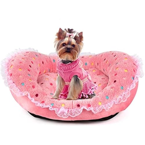 DOKLY Katzenbett Flauschig Waschbar Hundebett |bequemes,weiches Hundesofa,Plüsch Katzenkissen Rund Kuschelbett | Hundebetten Plüsch Haustierbett Für Katzen Und Kleine Hunde,Rosa-L von DOKLY