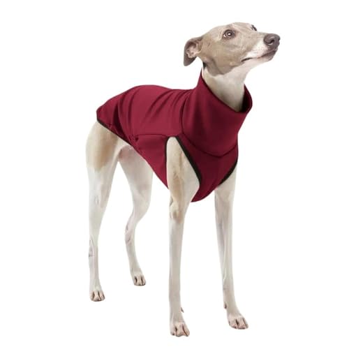 DOKLY Whippet Mantel Haustier-Hundekleidung,italienische Windhund-Kleidung, warme Hundeweste, geeignet for mittelgroße und große Hunde,Oxblood Red-X-Small von DOKLY